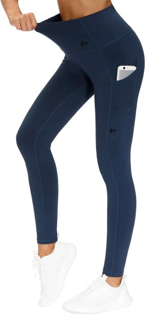 Fleece Lined Tummy Control Workout Leggings With Pockets